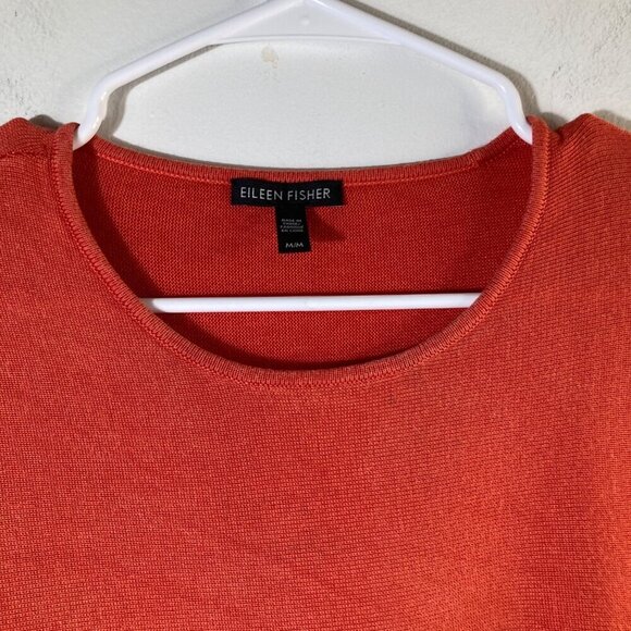 Womens Eileen Fisher Silk Blend Sweater Crew Neck Orange M Tencel Silk - Picture 4 of 7